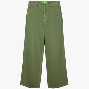 Sandrine Rose Green Wide Leg Pants Cotton Linen Size 30 Casual Wide Leg Pants